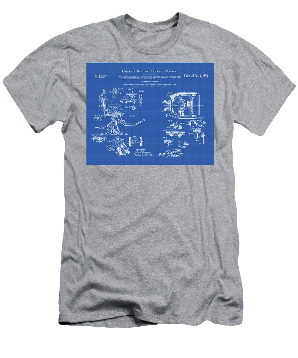 Dentists Chair Patent 1892 in Blueprint Bill Cannon T-Shirt
