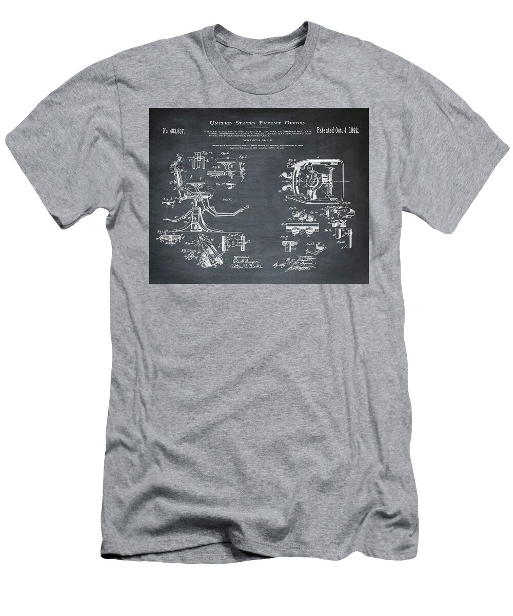 Dentists Chair Patent 1892 in Chalk Bill Cannon T-Shirt