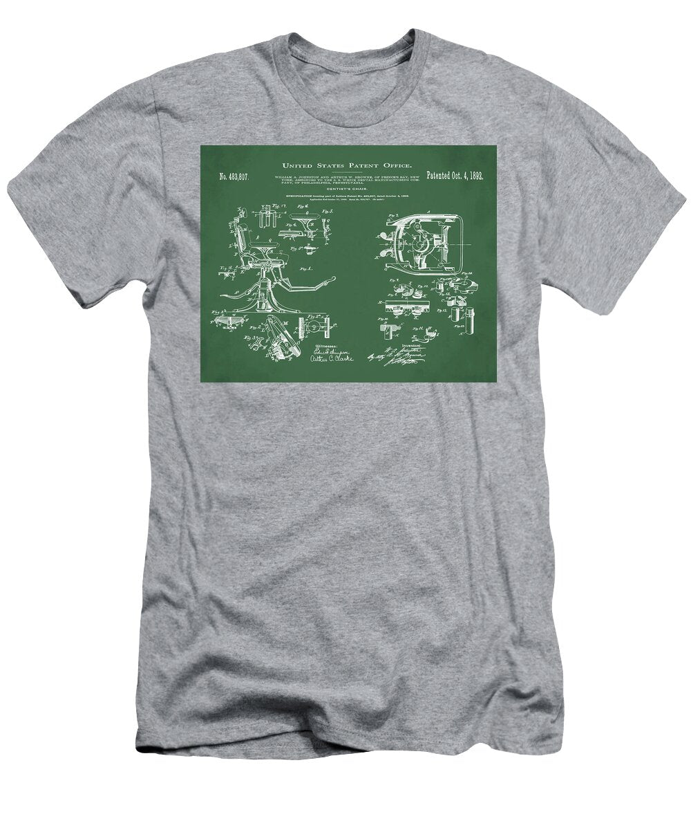 Dentists Chair Patent 1892 in Green Bill Cannon T-Shirt