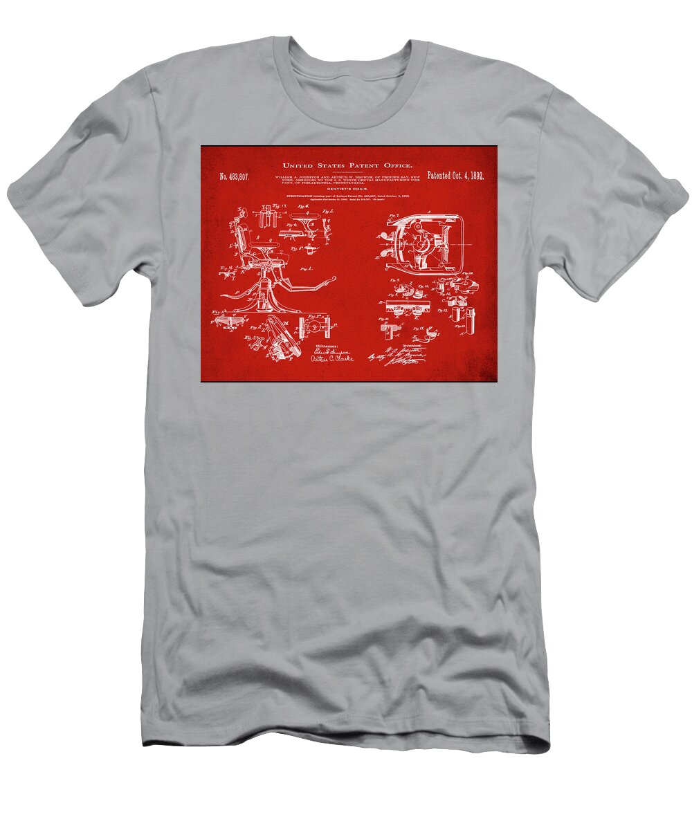 Dentists Chair Patent 1892 in Red Bill Cannon T-Shirt