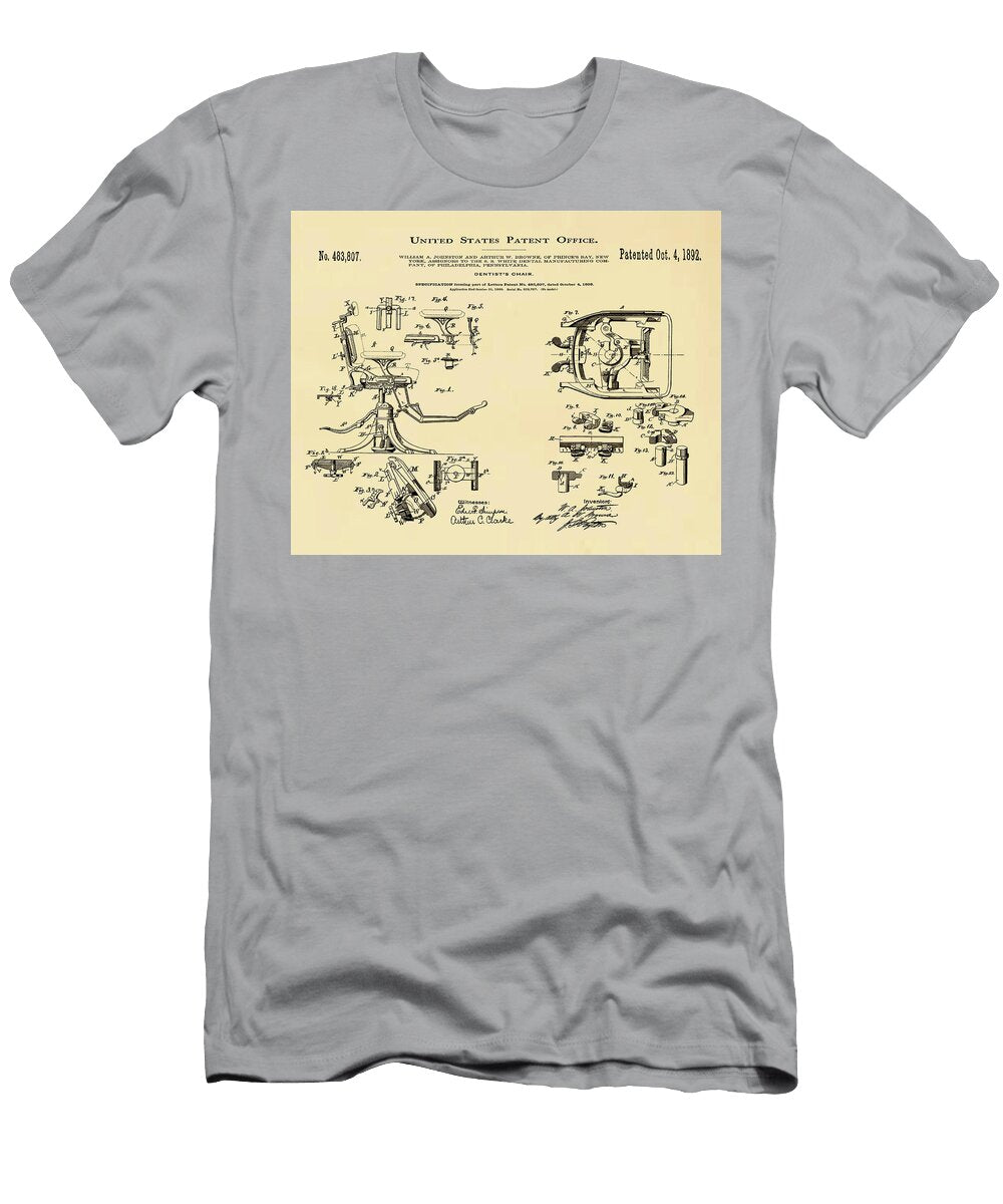 Dentists Chair Patent 1892 in Sepia Bill Cannon T-Shirt