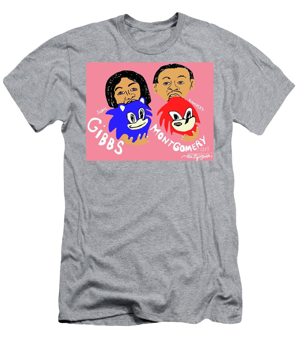 Detroit Lions David Montgomery and Jahmyr Gibbs Sonic and Knuckles NFL Football Pink Version Geraldine Myszenski T-Shirt
