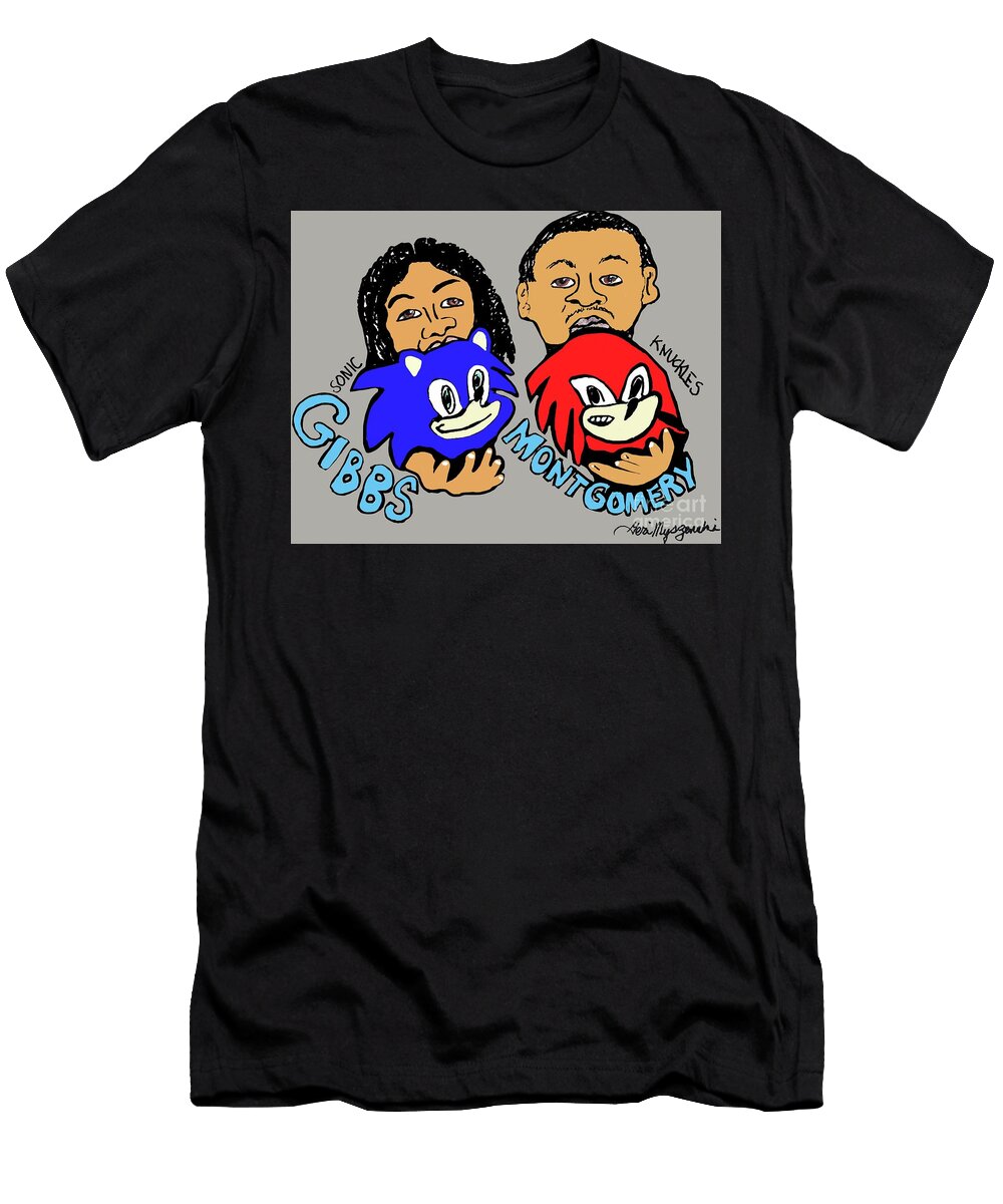 Detroit Lions David Montgomery and Sonic Knuckles NFL Football Digital Grey Version Geraldine Myszenski T-Shirt