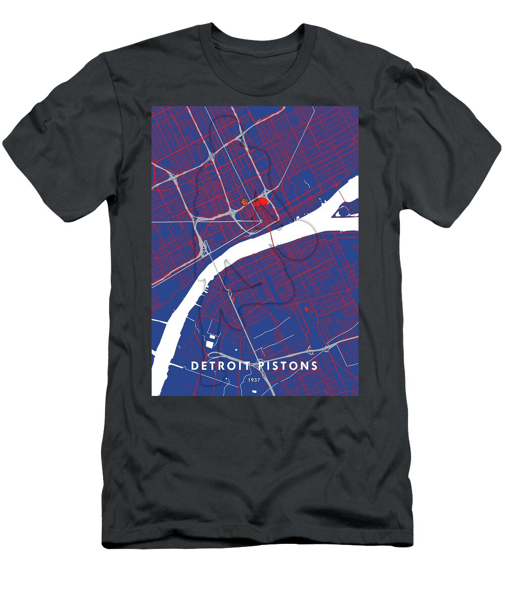 Detroit Pistons Little Caesars Arena Woodward Avenue Detroit Mi USA Gambrel Temple T-Shirt