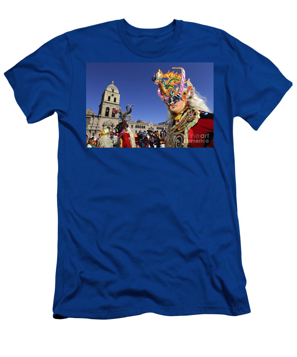 Diablada Dancer and San Francisco Church James Brunker T-Shirt