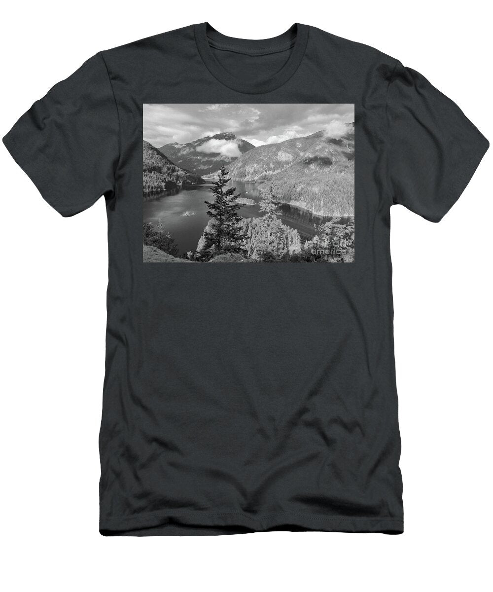 Diablo Lake in Black and White North Cascades Wall Art Sun D Studio T-Shirt