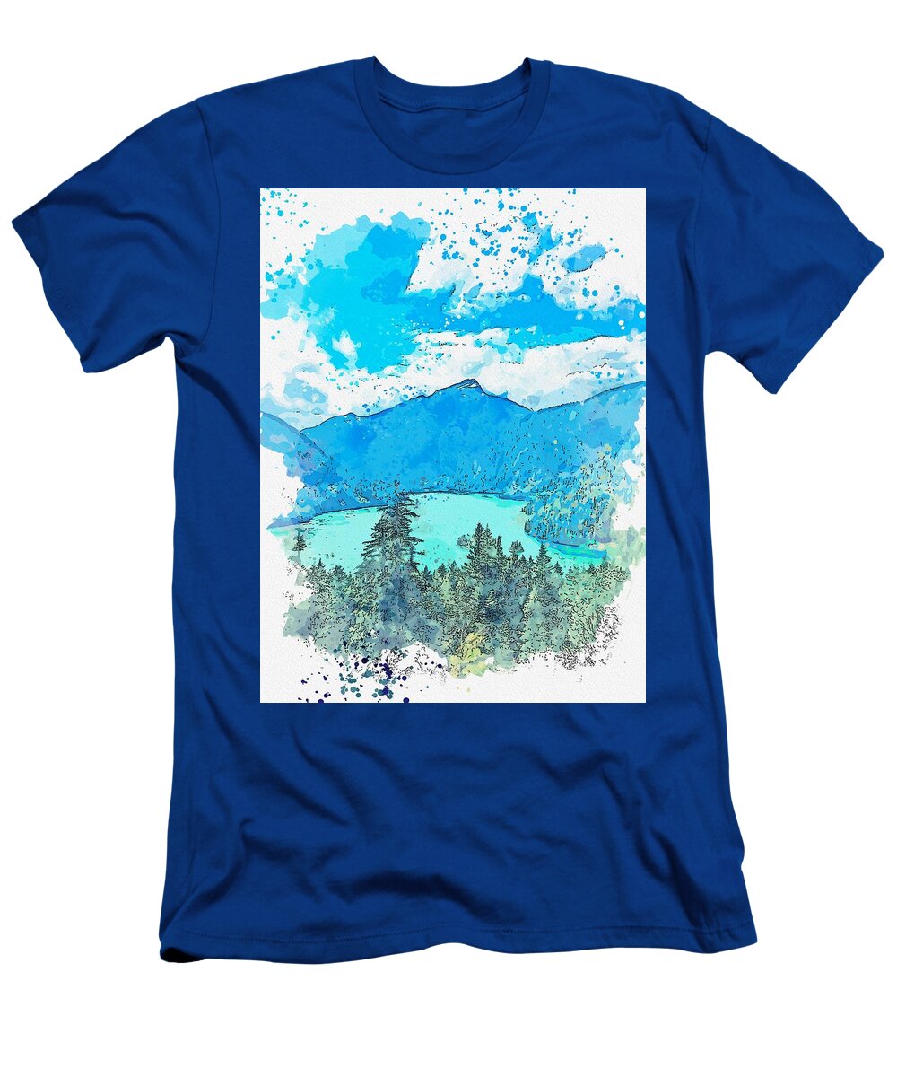 Diablo Lake United States Watercolor By Adam Asar Adam Asar T-Shirt