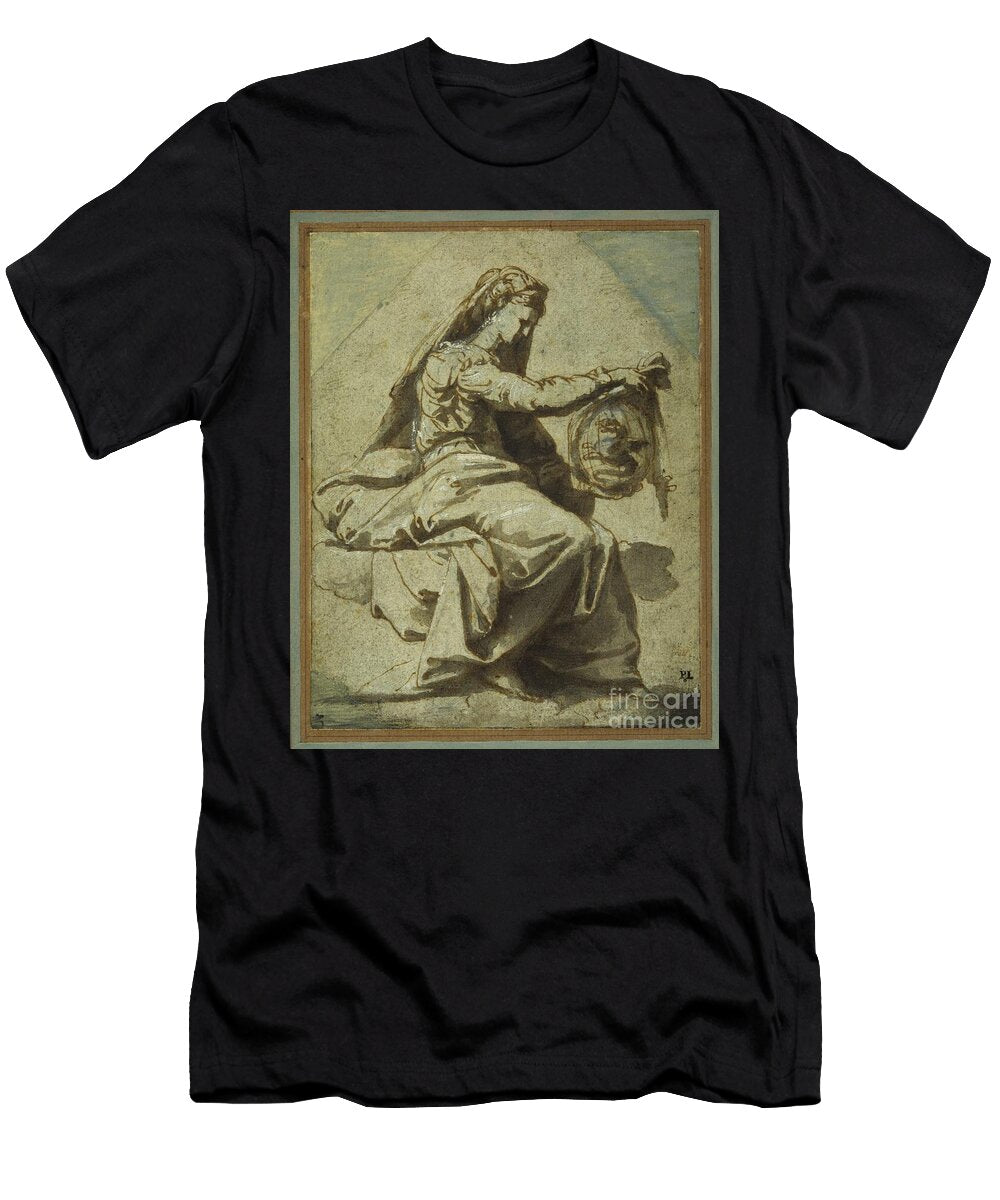 Dialectic Pen Brown Ink with Wash on Carta Azzurra Perino Del Vaga T-Shirt