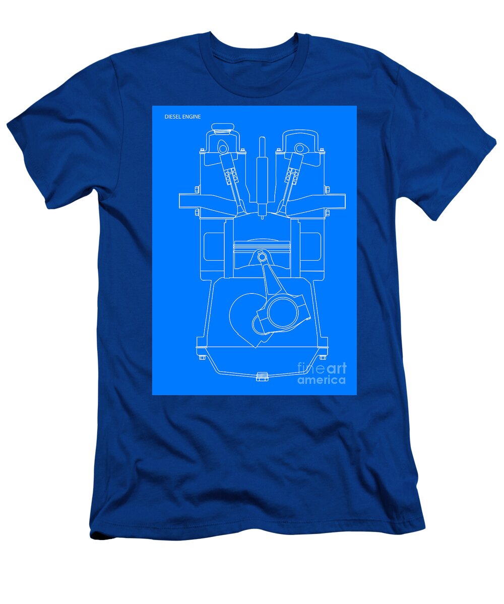 Diesel Engine Blueprint Bigalbaloo Stock T-Shirt