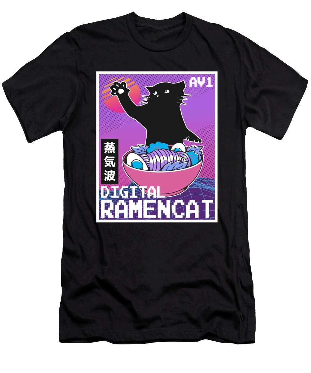 Digital Ramencat Vaporwave Ramen Retrowave 90s Lisa Stronzi T-Shirt