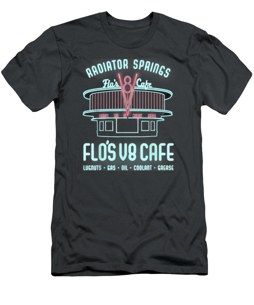 Disney Pixar Cars Flos V8 Cafe Poster Graphic Oliwer Lilith T-Shirt