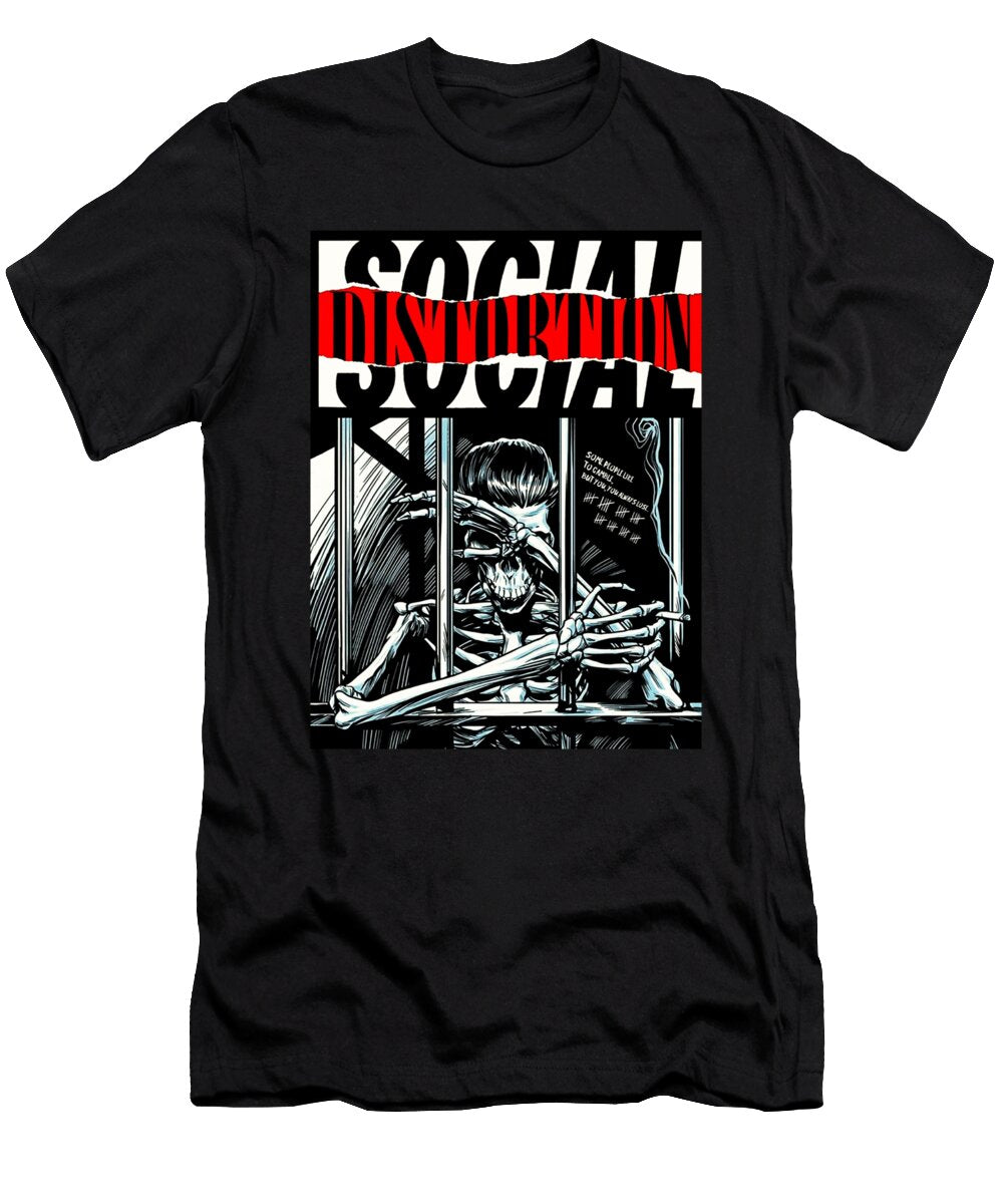 Distortion in Jail 90s Style Faded Look Fan Design Kirk Selby T-Shirt