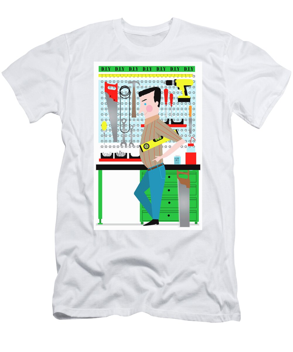 Diy Handyman with Tools At Workbench Ikon Ikon Images T-Shirt