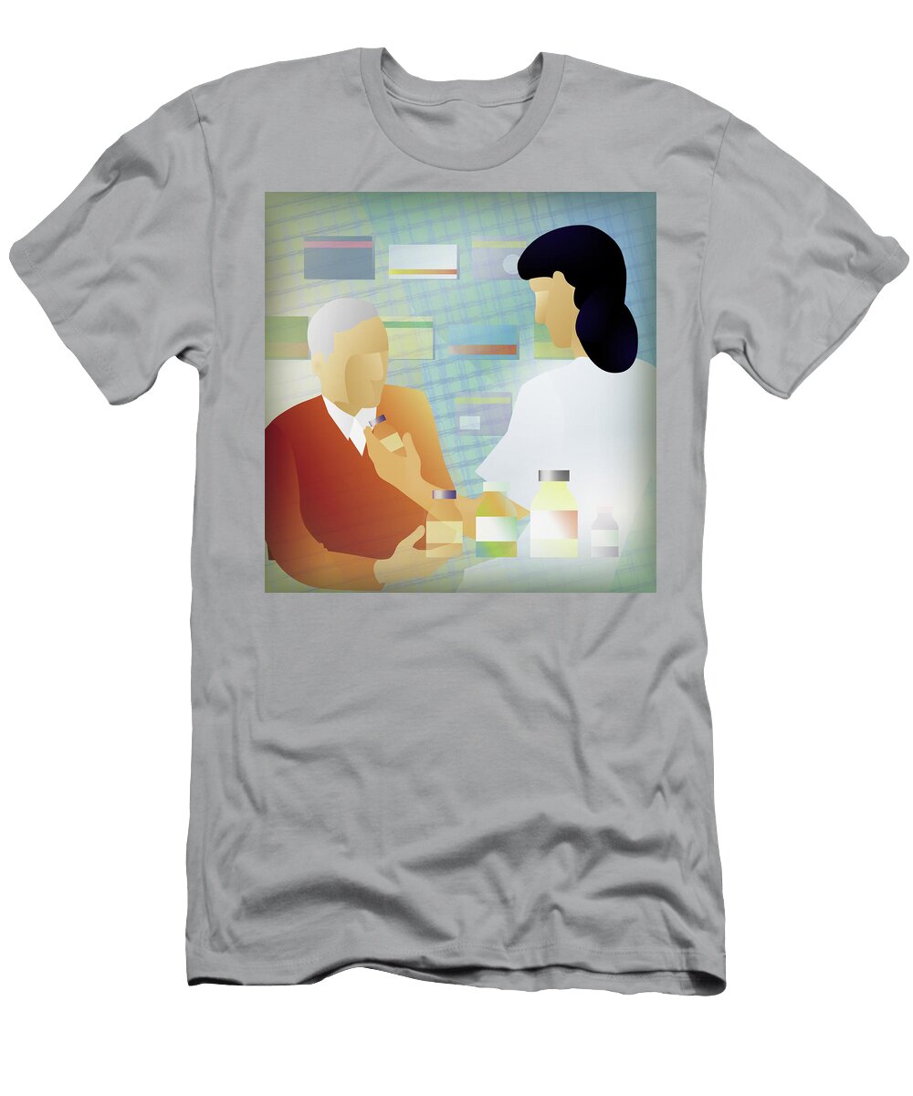 Doctor Prescribing Medicine for Elderly Ikon Ikon Images T-Shirt