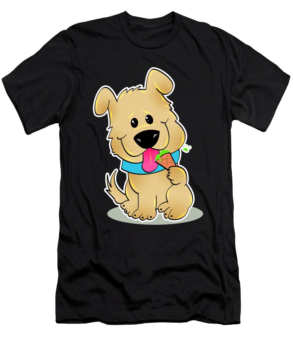 Dog with Ice Cream Cartoon Summer Cartoon Gift Muc Designs T-Shirt