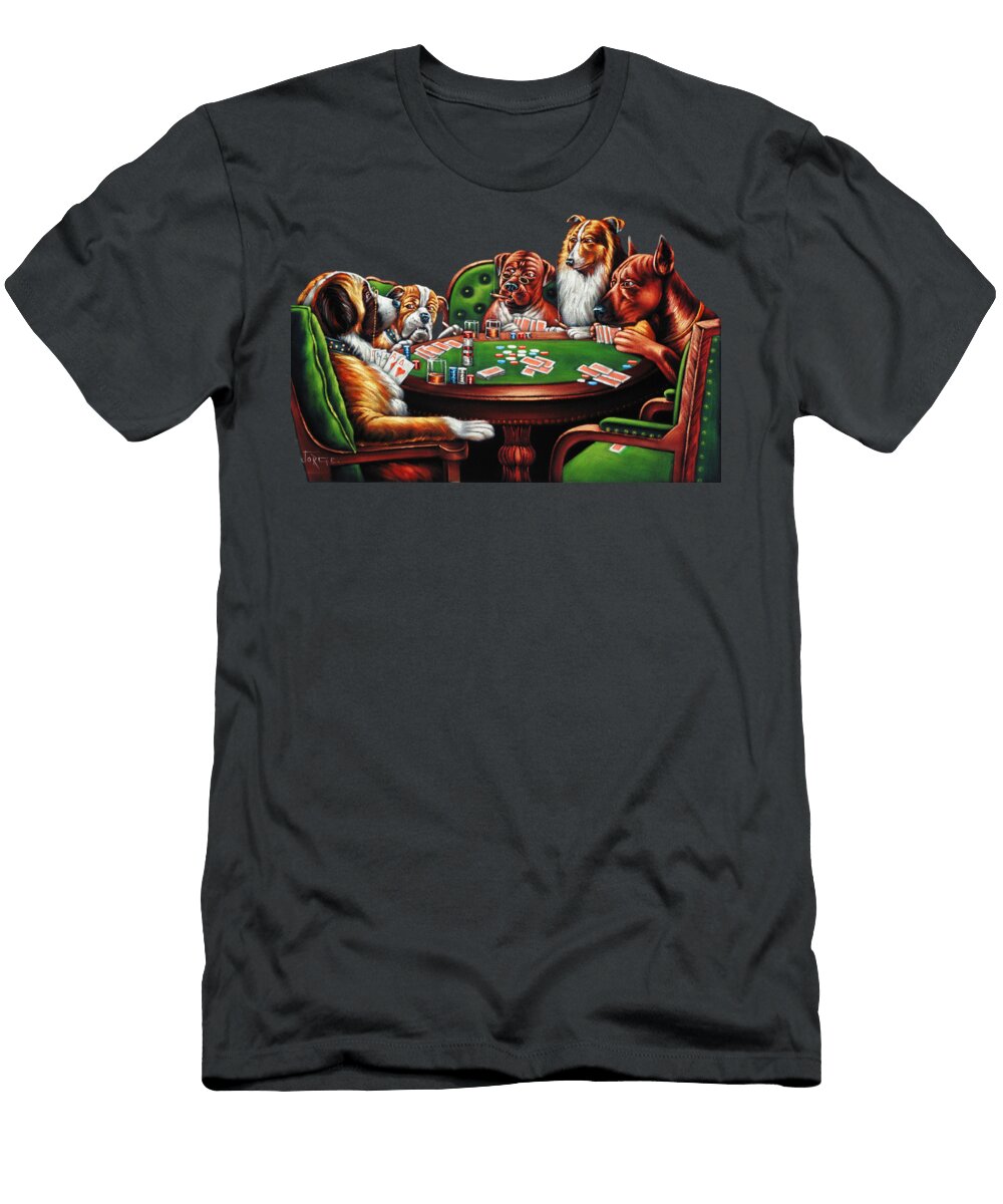 Dogs Playing Poker By Jorge Torrones After Cassius Marcellus Coolidge Ver3 Jorge Terrones T-Shirt