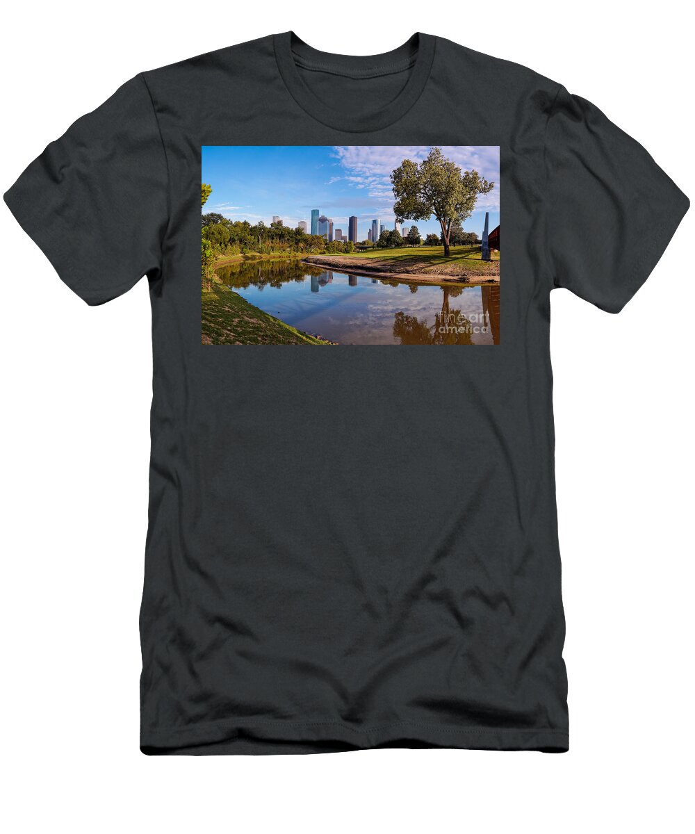 Downtown Houston Panorama From Buffalo Bayou Park Silvio Ligutti T-Shirt