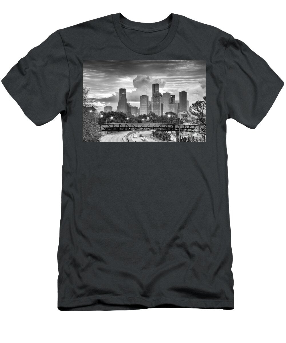 Downtown Houston Skyline in B and W Ii Texas Silvio Ligutti T-Shirt