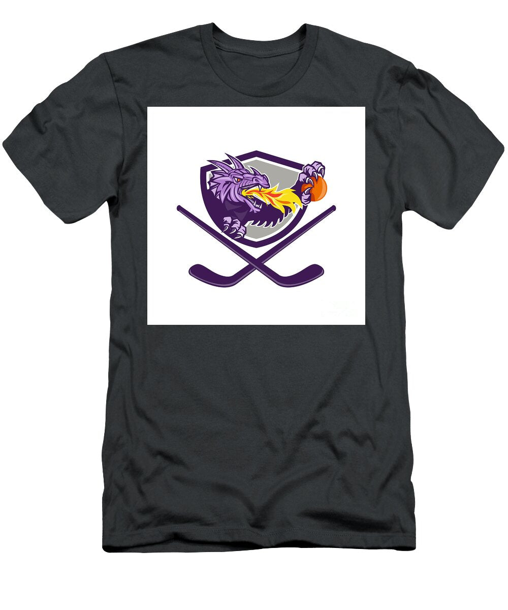 Dragon Fire Ball Hockey Stick Crest Retro Aloysius Patrimonio T-Shirt