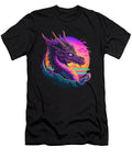 Dragon Vaporwave Abstract Landscape Moon Tree Waterfall Toms Store T-Shirt