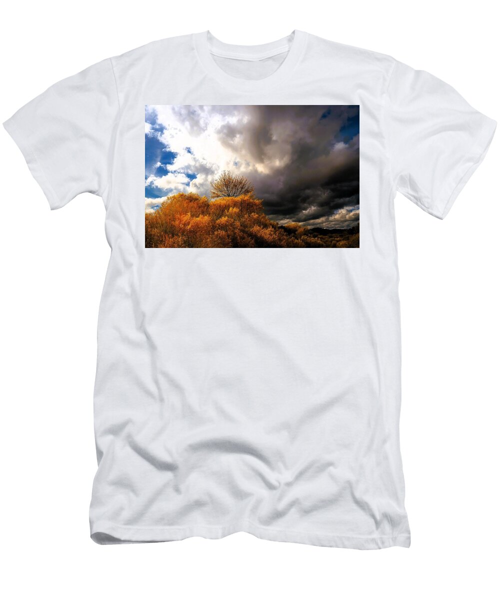 Dramatic Sky Over Autumn Foliage Mario G Rivera T-Shirt