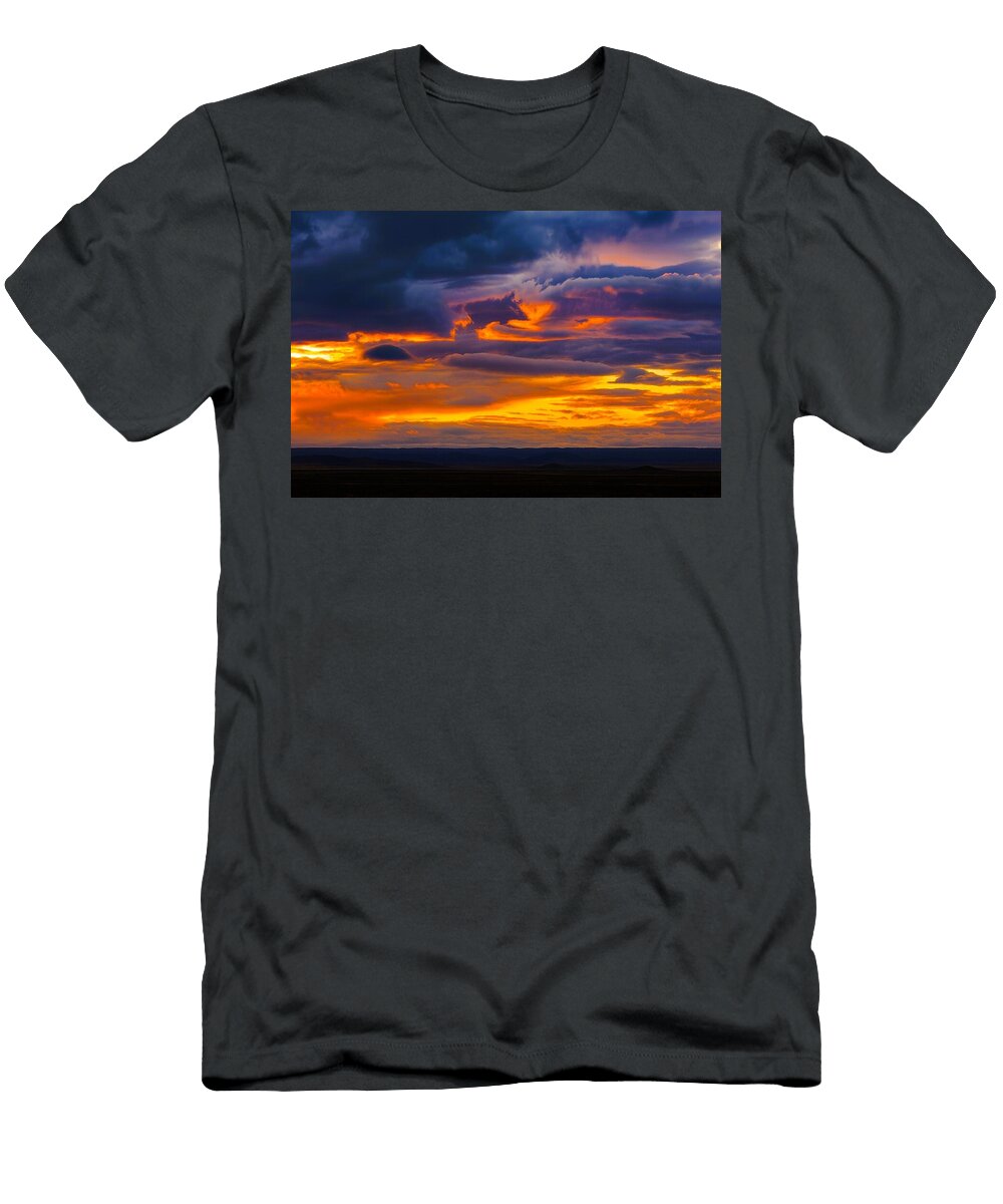 Dramatic Sunset Over a Desert Landscape Mario G Rivera T-Shirt