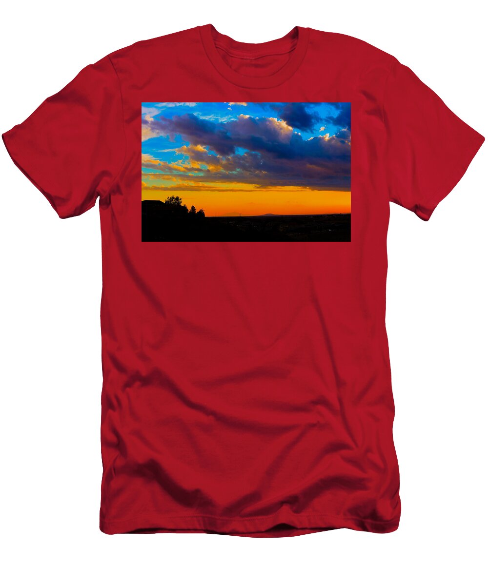 Dramatic Sunset Over Distant Hills Mario G Rivera T-Shirt