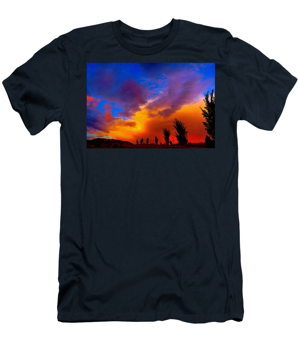 Dramatic Sunset Over Silhouetted Trees Mario G Rivera T-Shirt
