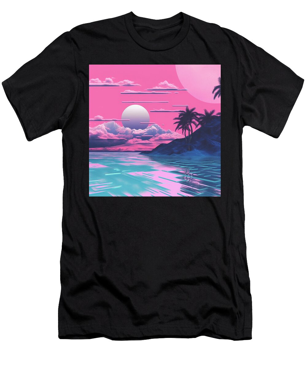 Dreamy Pink Sunset Over a Tropical Island Jovani Nicolas T-Shirt