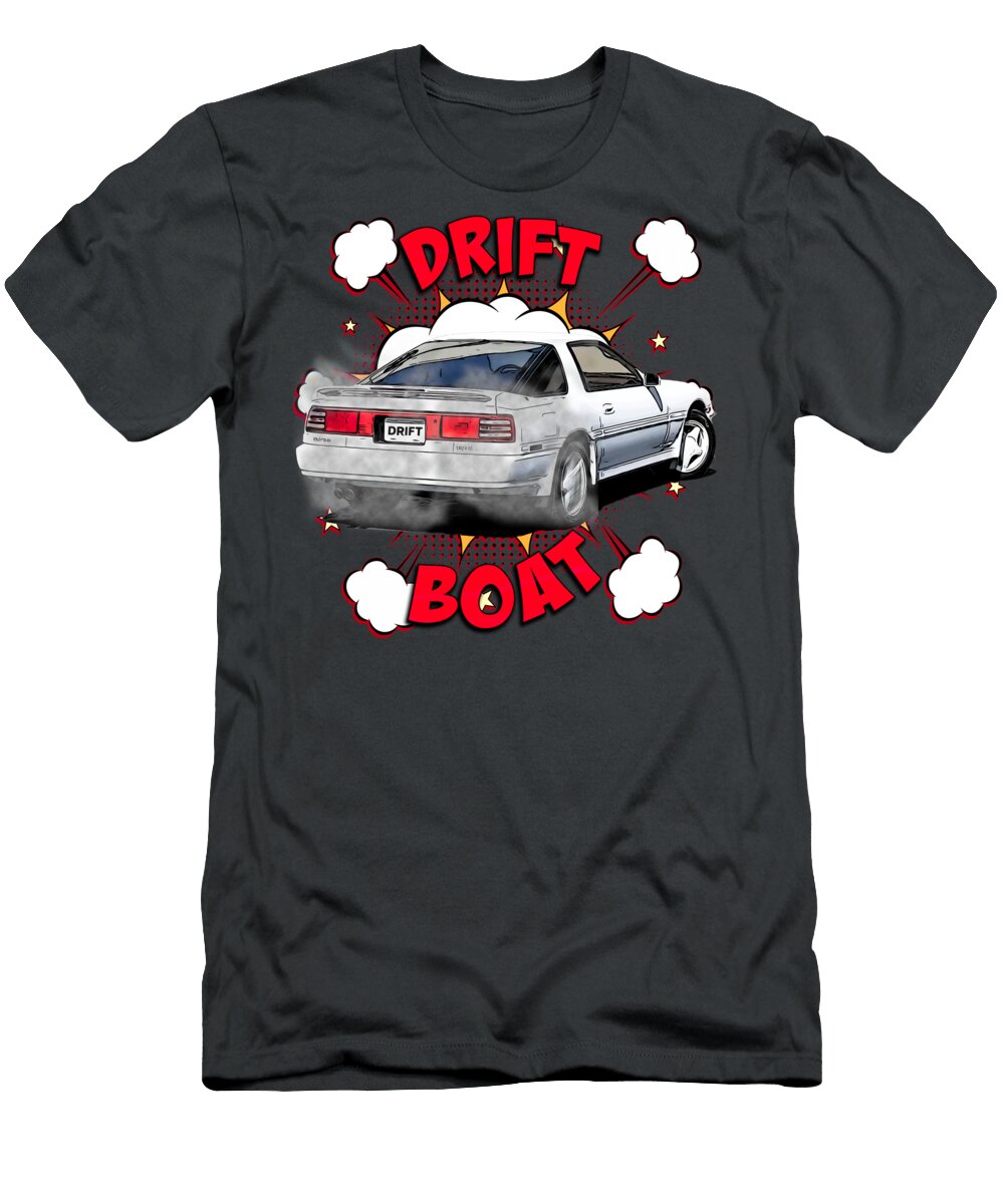 Drift Boat Comic Style Jdm Car Art with Smoke and Attitude Michael Van Der Hoorn T-Shirt