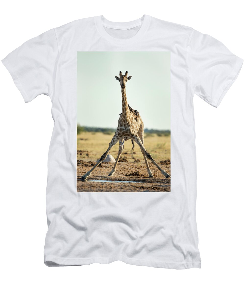 Drinking Giraffe Nxai Pan National Worldfoto T-Shirt