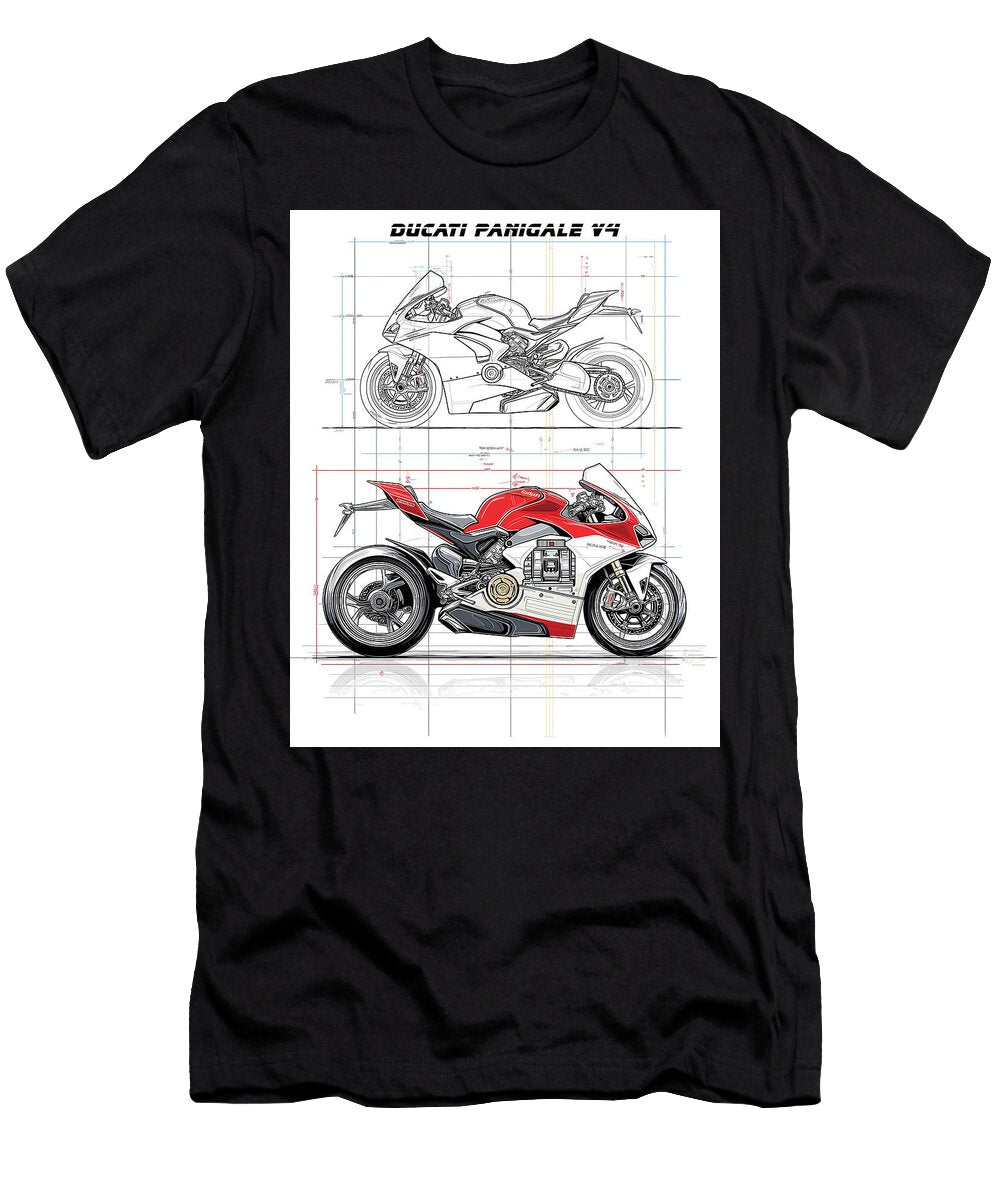 Ducati Panigale V4 Design Kevin Walker and Pixel Reverie T-Shirt