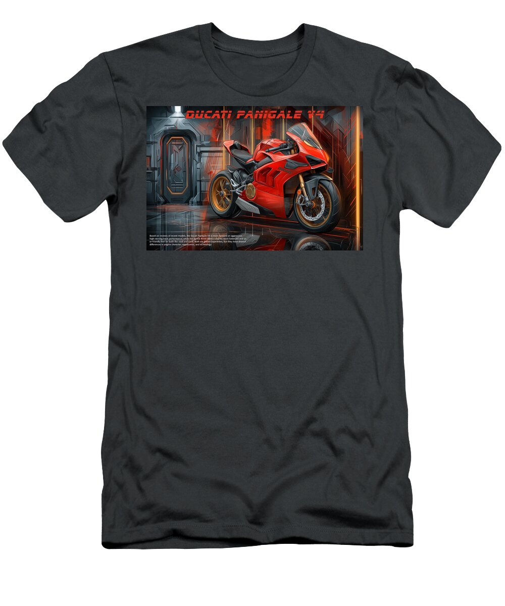 Ducati Panigale V4 in Futuristic Setting Kevin Walker and Pixel Reverie T-Shirt