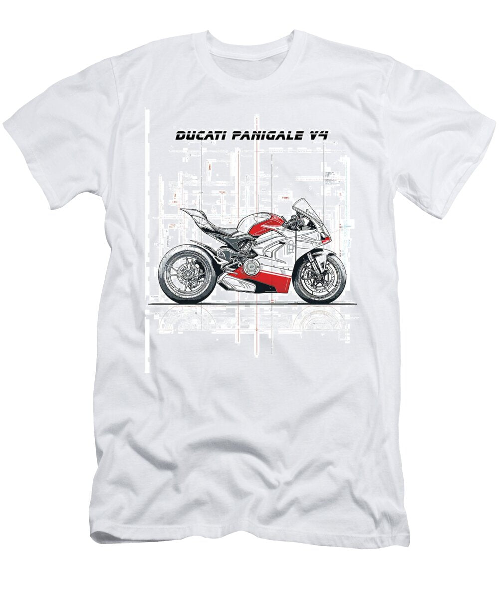 Ducati Panigale V4 Sketch Kevin Walker and Pixel Reverie T-Shirt