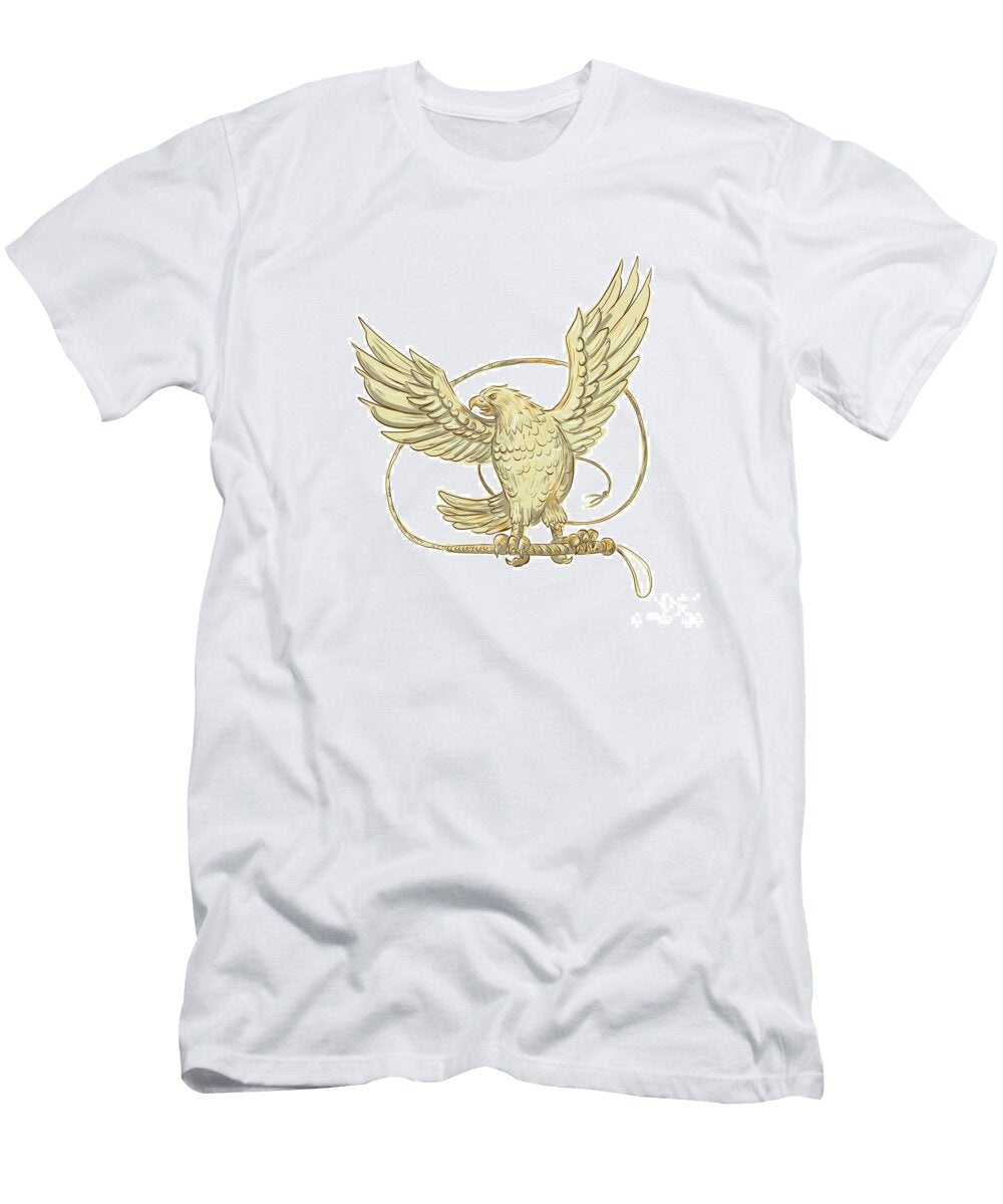 Eagle Clutching Bullwhip Drawing Aloysius Patrimonio T-Shirt