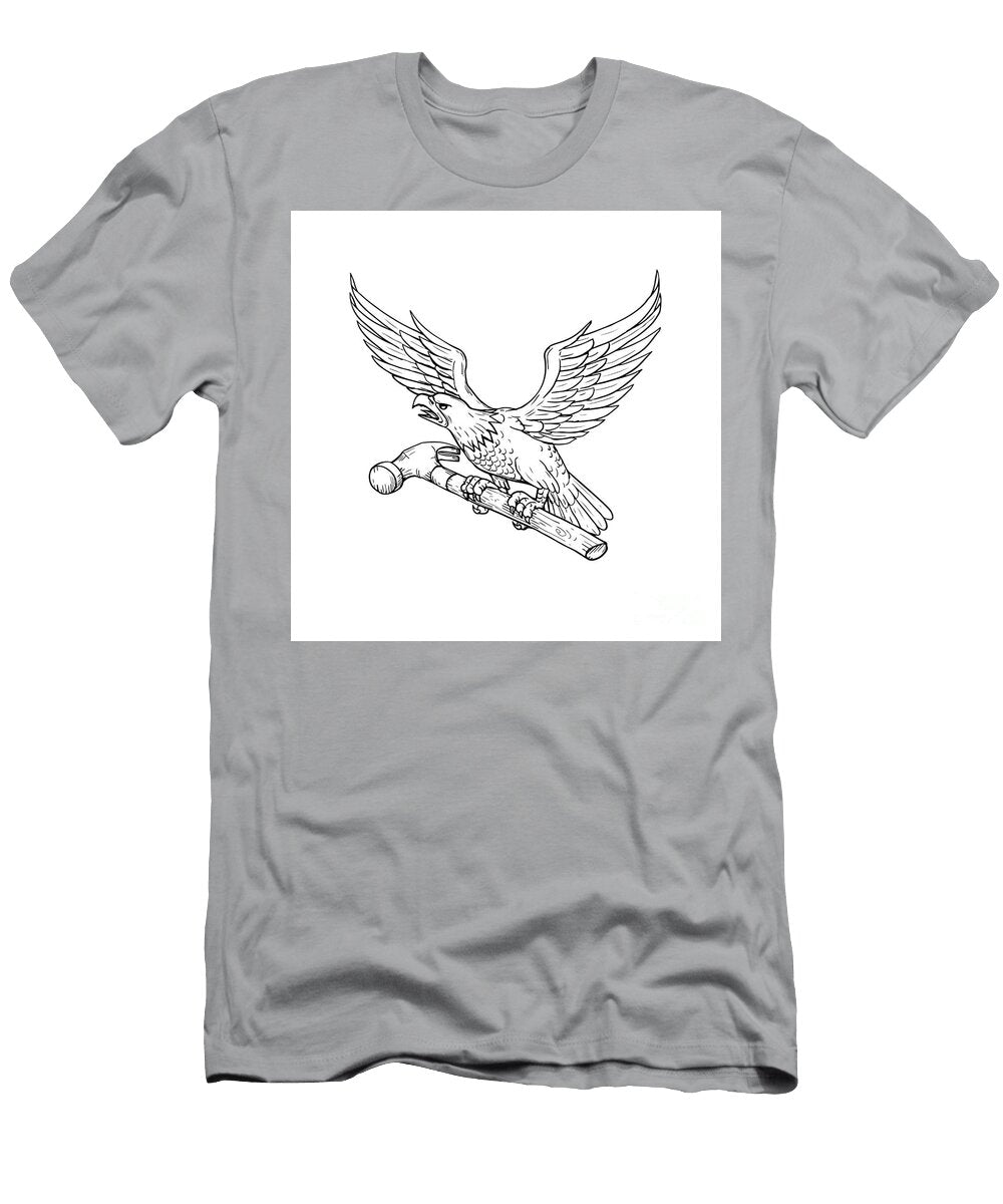 Eagle Clutching Hammer Drawing Aloysius Patrimonio T-Shirt