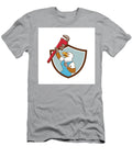 Eagle Plumber Raising Up Pipe Wrench Crest Cartoon Aloysius Patrimonio T-Shirt