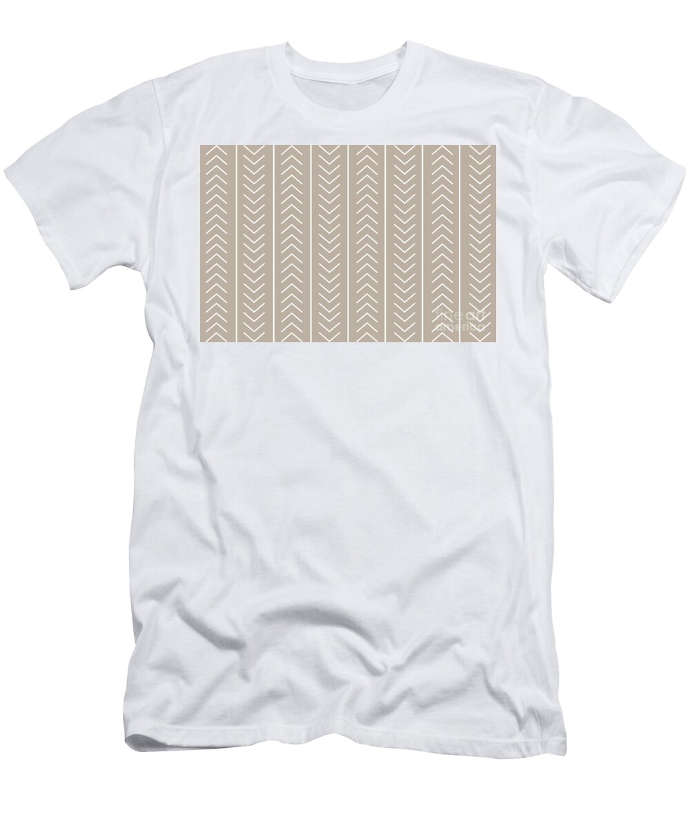 Earthy Beige White Modern Stripe Chevron Pattern Pairs Valspar 2023 Coty Ivory Brown 6006 1c Petite Patterns T-Shirt