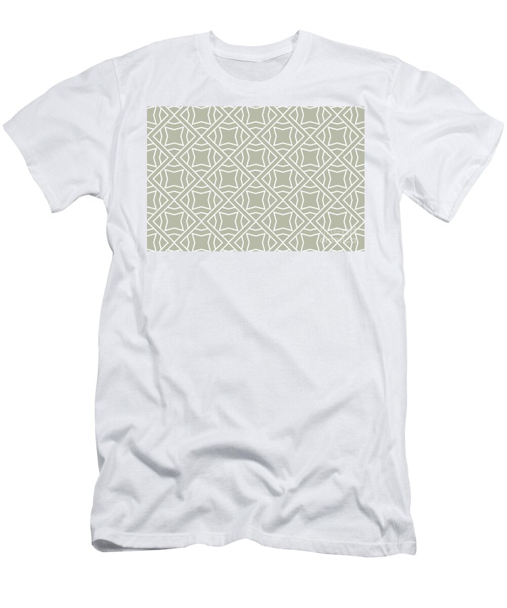 Earthy Green and White Stripe Cube Tile Pattern 2 Petite Pattern Minimal Graphic Designs T-Shirt