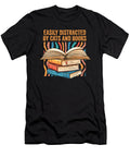 Easily Distracted By Cats and Books Bookish Reader Cat Owner Maximus Designs T-Shirt
