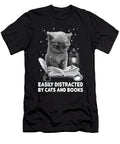 Easily Distracted By Cats and Books Cat Reading a Book Maximus Designs T-Shirt