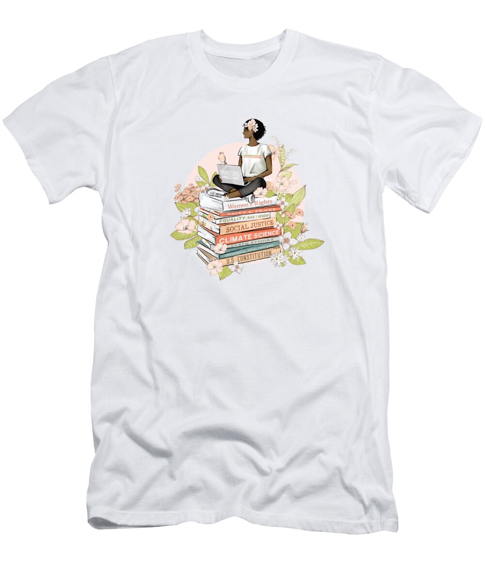 Educated Flower Power Feminism Laura Ostrowski T-Shirt