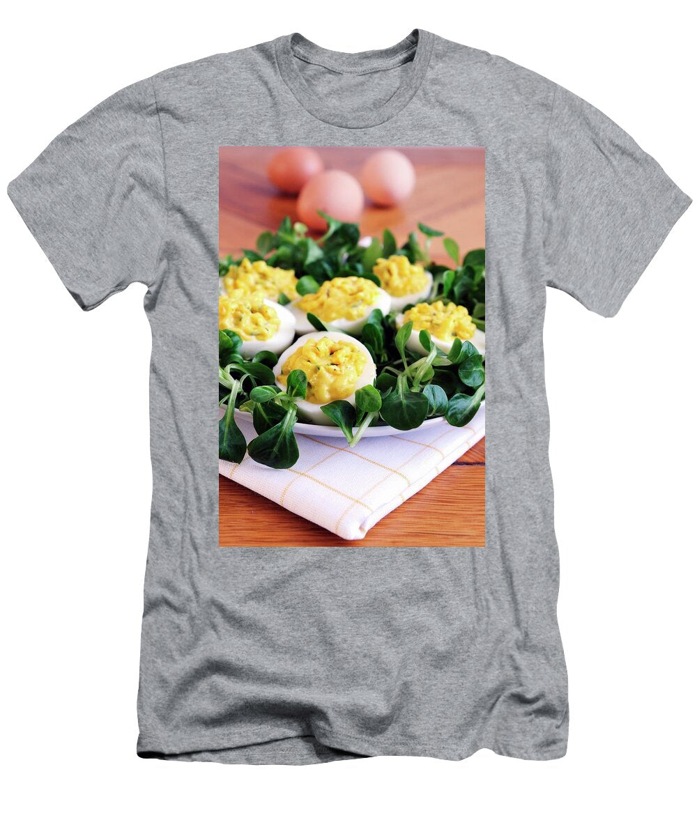 Eggs Filled with Herbs on a Bed of Lambs Lettuce Mario Matassa T-Shirt