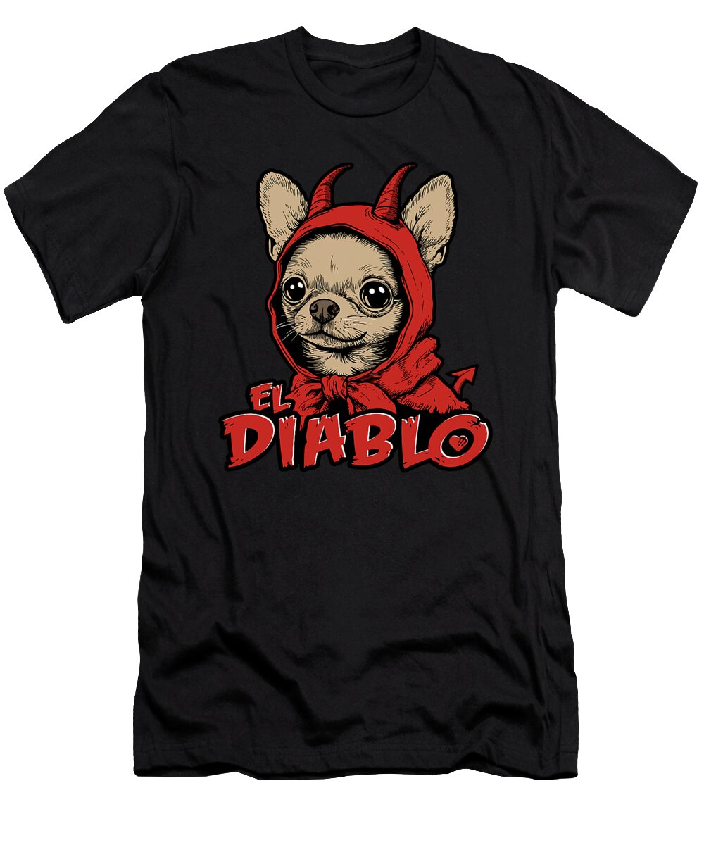 El Diablo Cute Small Dog in Hood with Horns Zyneu Gangd T-Shirt