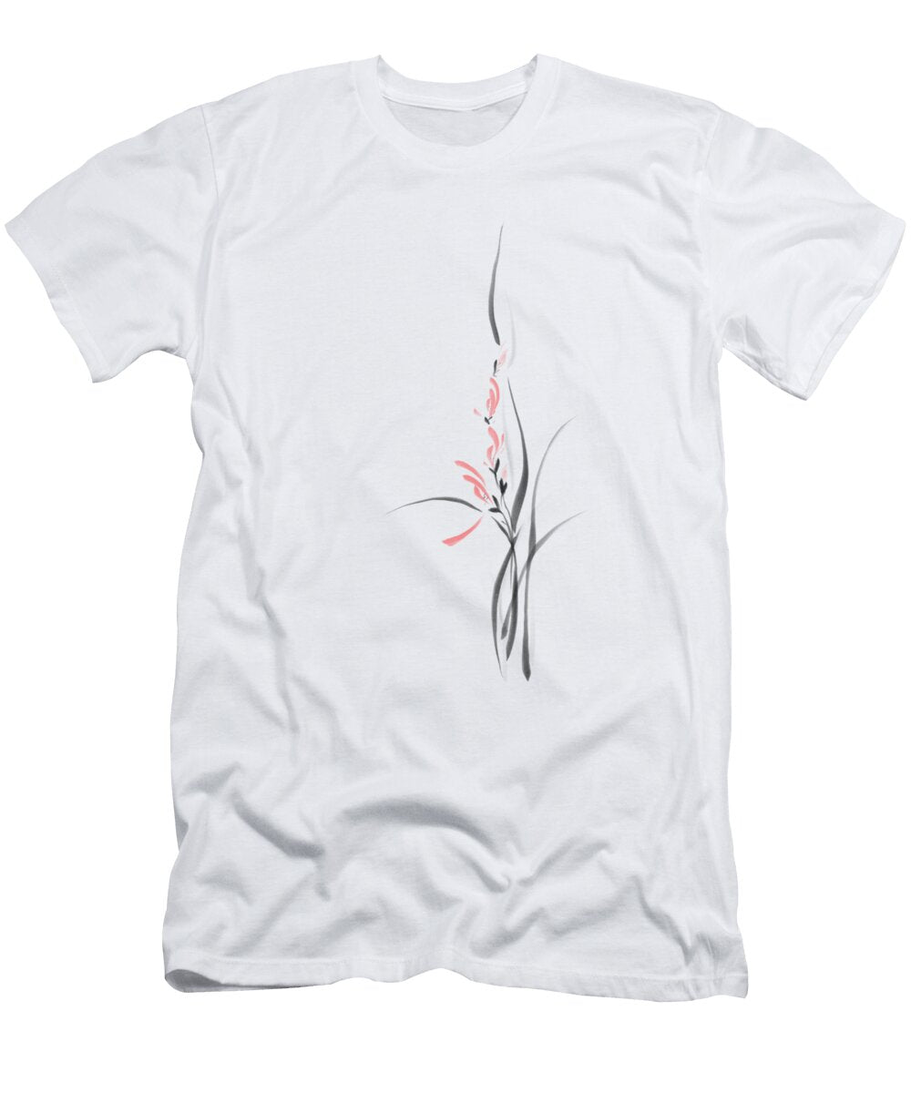 Elegant Light Coral Red Orchid Flowers Artistic Floral Design on White Background Art Print Awen Fine Art Prints T-Shirt