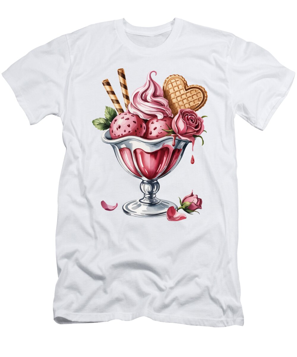 Elegant Strawberry Ice Cream Delight Joanna Redesiuk T-Shirt