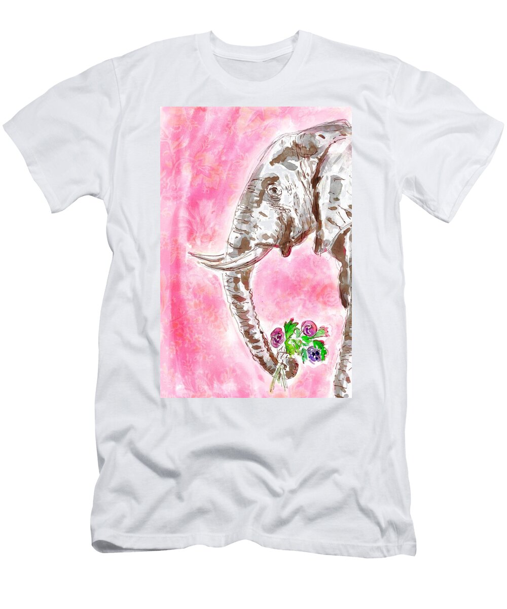 Elephant and Flowers Zelda Tessadori T-Shirt