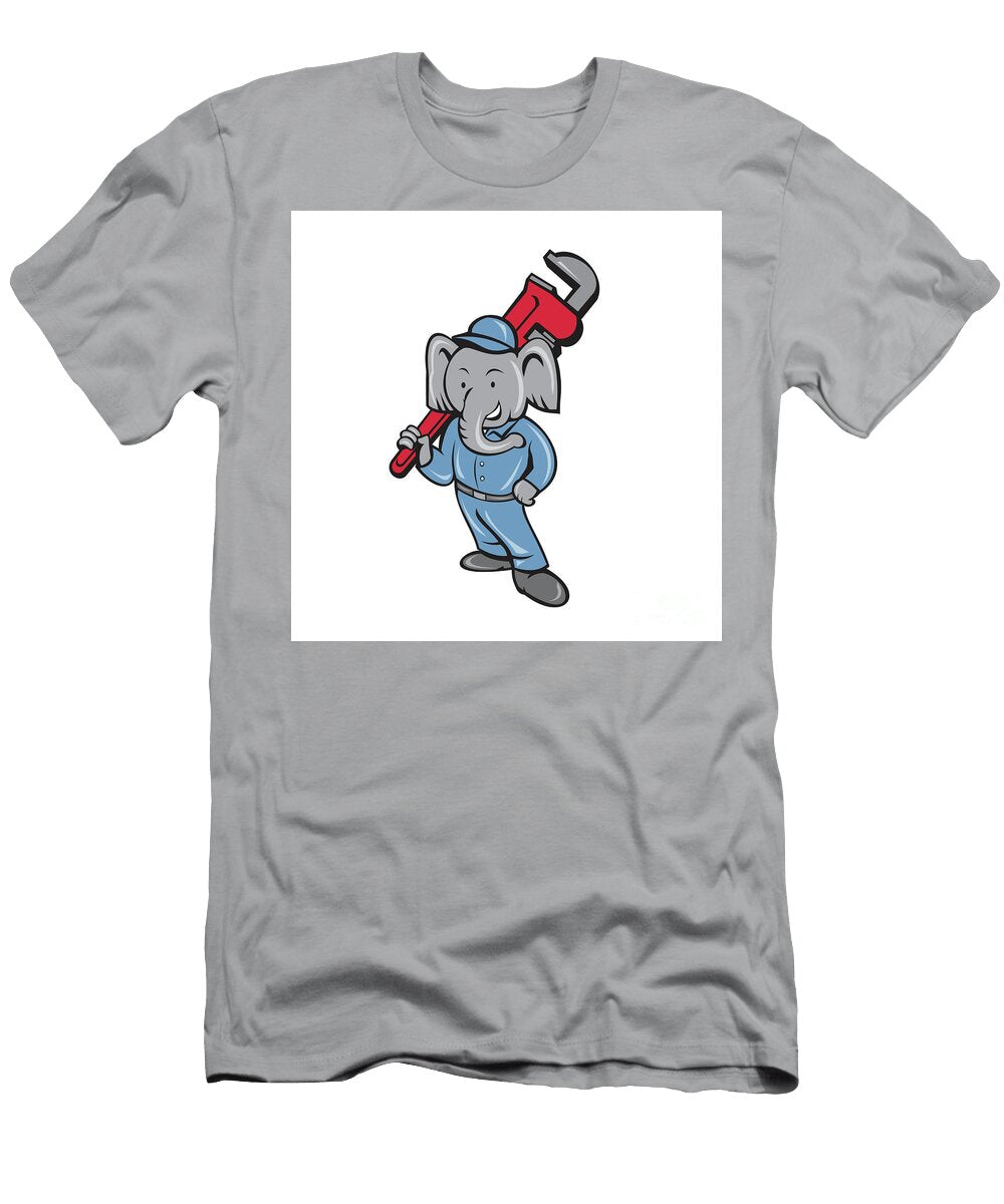Elephant Plumber Monkey Wrench Cartoon Aloysius Patrimonio T-Shirt