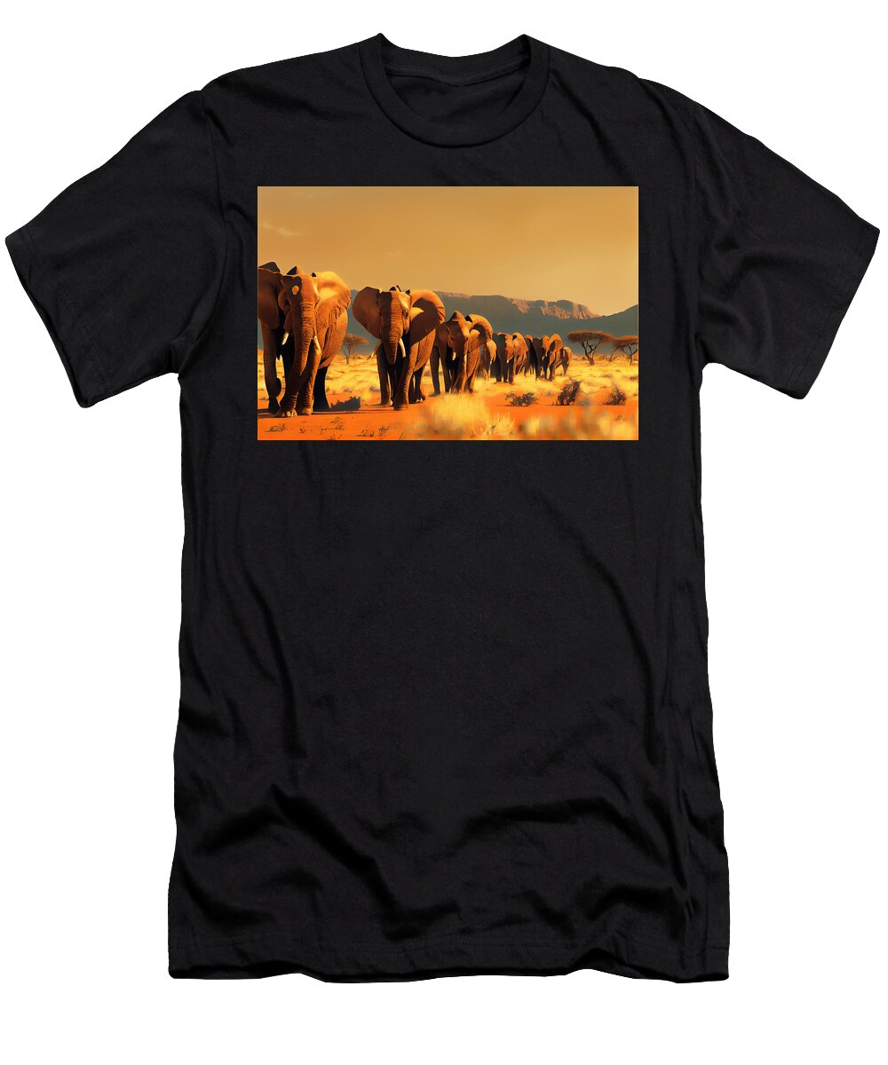 Elephants of Samburu in a Jack Kirby Style Gent By Asar Studios Celestial Images T-Shirt