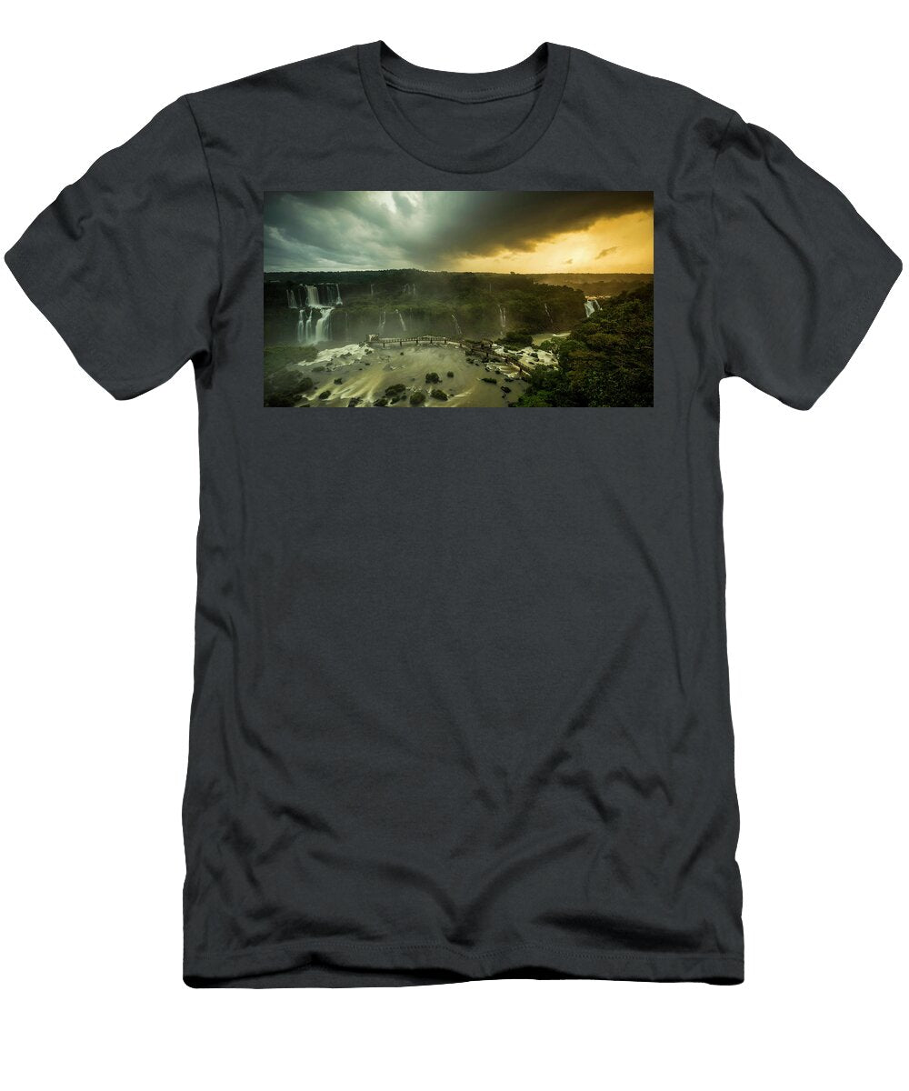 Elevated View of Devils Throat Falls Panoramic Images T-Shirt
